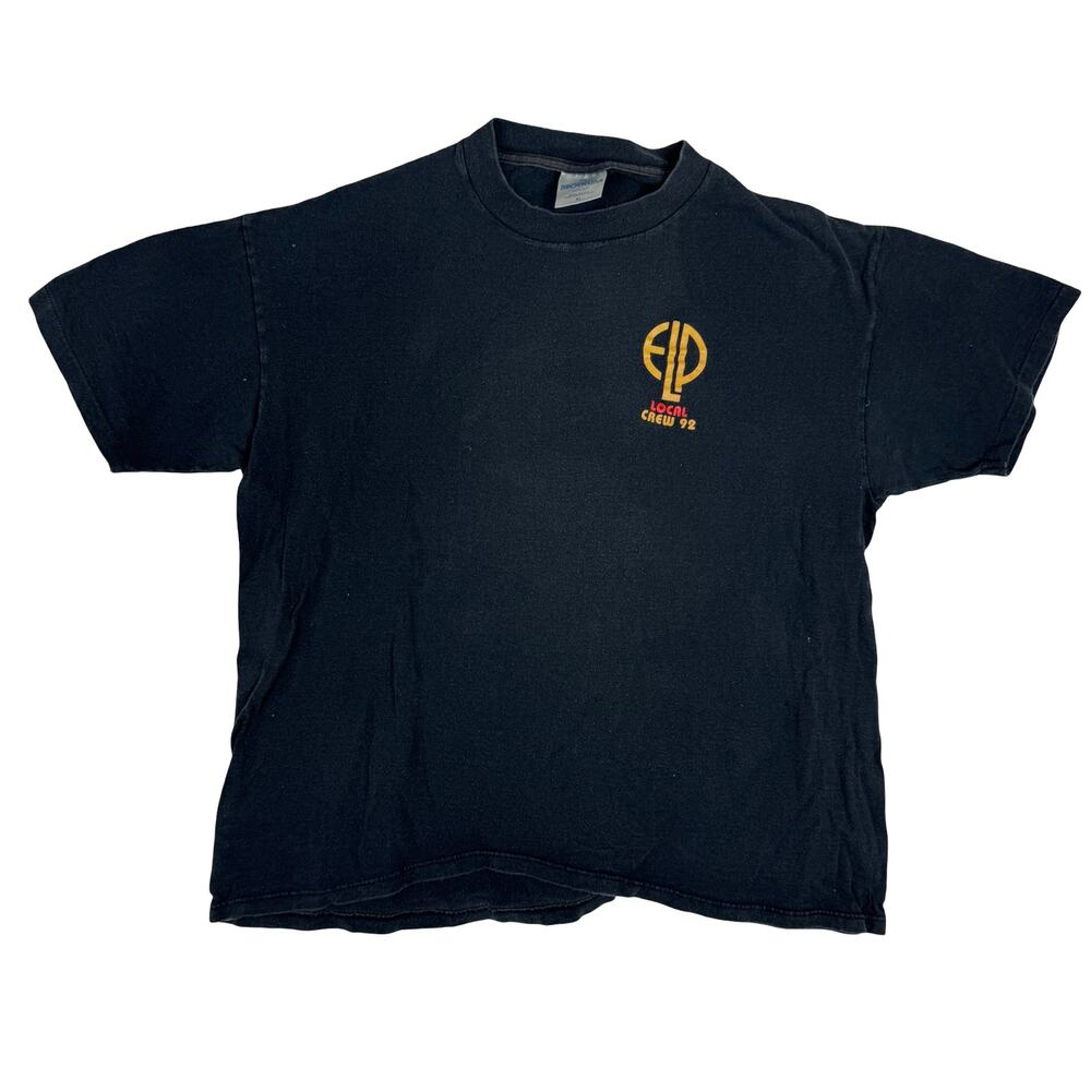 Vintage 1992 ELP Local Crew T-Shirt Brockum XL Single Stitch Distressed Tour Tee